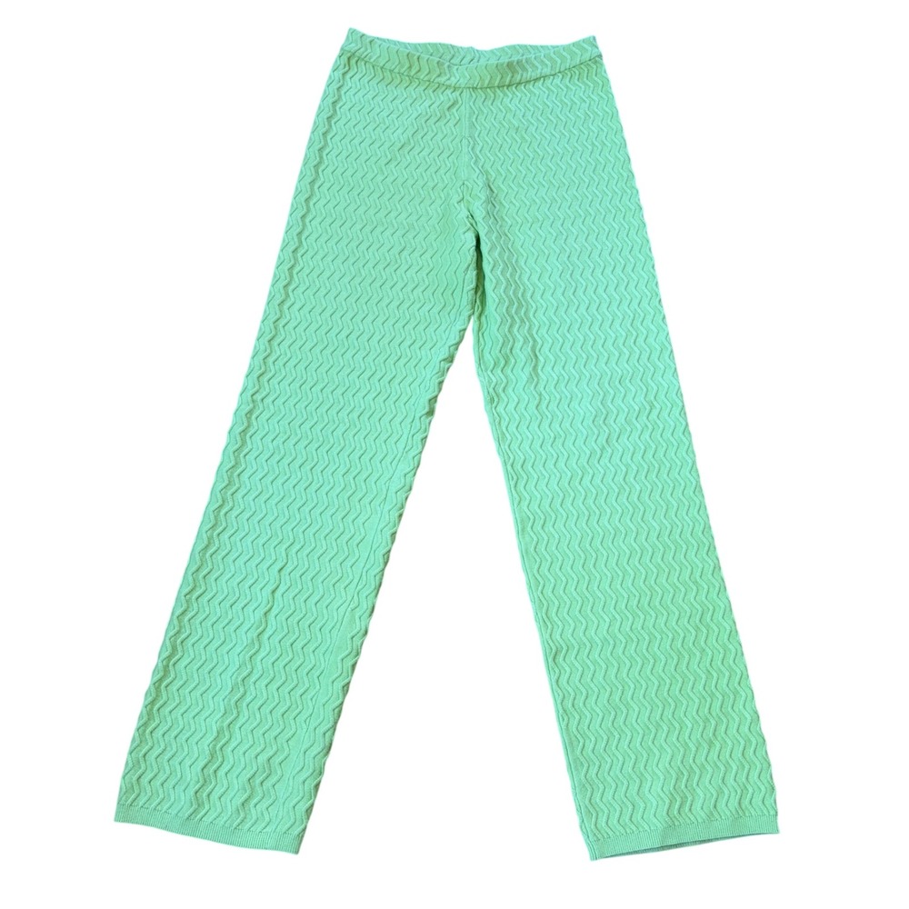House of Sunny Lime Green Knit‎ Straight Leg Lounge Pants US 8 Elastic Waist